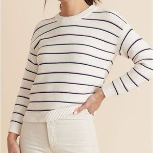 Marine Layer Nina Crewneck Sweater in oatmeal multi striped